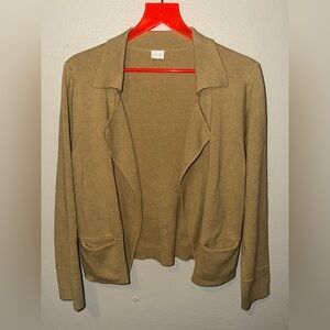 Poetry Tan Knit Open Front Blazer Cardigan | 100% Cotton | Size 12